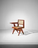 Writing chair, model no. PJ-SI-26-E, designed for the science department and administrative offices, Punjab University, Chandigarh by Pierre Jeanneret, circa 1960, Teak, cane, sold Sep 2017