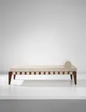 Demountable bed, model no. PJ-L-05-A, designed for the Members Legislative Assembly flats, Punjab University student halls and other residencies by Pierre Jeanneret, 1955-1956, Teak, steel, fabric, sold Sep 2017