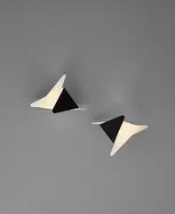 Boris Jean Lacroix, Pair of wall lights, circa 1958, Painted steel, acrylic, nickel-plated brass, painted brass
