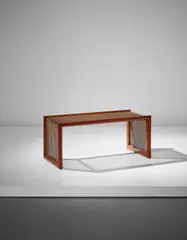 Coffee table by Jean Royere, circa 1955, Mahogany, cane, glass, sold Sep 2017