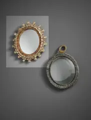 ‘Trèfle’ mirror by Line Vautrin, circa 1960, Talosel resin, coloured mirrored glass, convex mirrored glass, sold Sep 2017