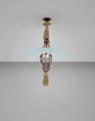 Edwin Lutyens, Rare ‘Cardinal's Hat’ ceiling light, 1935-1942, Glass, brass, tubular brass, painted aluminium, painted steel, passementerie
