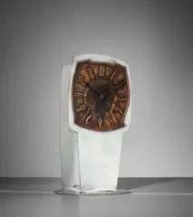 Archibald Knox, 'Tudric' mantle clock, model no. 0253, 1902-1905, Pewter, patinated copper, painted steel