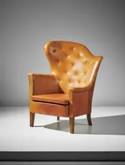 Steen Eiler Rasmussen, Rare and important armchair, designed 1936, Stained beech, Niger leather