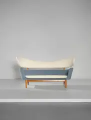 Sofa by Finn Juhl, designed 1951, American walnut, wool, sold Sep 2017