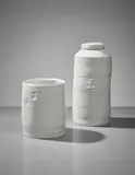 Cylinder and lidded jar by Edmund de Waal, circa 2004, Porcelain, celadon glaze, sold Sep 2017
