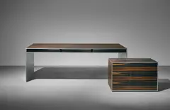 ‘D.W.P.’ desk and prototype storage unit by Martin Szekely, 2006-2007, Ebony-veneered aluminium, aluminium, sold Sep 2017