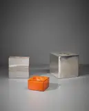 Set of three vases, model nos. 444, 585 and 587, from the 'Ceramiche a colaggio' series by Ettore Sottsass, 1962-1963, Glazed earthenware, sold Sep 2017