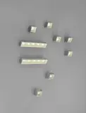 Max Ingrand, Set of seven wall lights, model no. 2140, and two, model no. 2139, 1955-1960, Opaque, chiselled and carved clear glass, chromium-plated brass, painted brass, painted copper