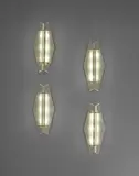 Max Ingrand, Set of four wall lights, model no. 1943, circa 1960s, Frosted glass, brass, painted aluminium
