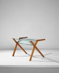 Desk by Marco Zanuso, circa 1960, Elm, glass, tubular brass, brass, sold Sep 2017