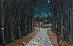 Paul Delvaux, Soir D’Hiver, 1961, oil on panel