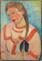Alexej Jawlensky, Junges Madchen Mit Zopf, 1911, oil on card laid down on board