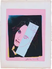 Isabelle Adjani by Andy Warhol, circa 1986, silkscreen inks and coloured paper collage on paper, sold Feb 2016