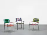 Three works: Ohnkel Stuhl (Uncle Chair) by Franz West, 2008, woven synthetic textile over steel tubular frame, sold Feb 2016