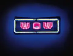 Walk on Water by Tim Noble and Sue Webster, 1998, stainless and enamelled steel, neon, electronic light sequencer (3-channel caterpillar effect), transformers, offered Feb 2016