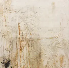 Oscar Tuazon, Untitled, 2012, rust, engine oil, charcoal, cement on canvas