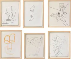 Six Works: Untitled by Joe Bradley, 2013, (i-ii) , (v-vi): charcoal on paper (iv): crayon on paper, sold Feb 2016