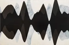 Gregor Hildebrandt, Ich suchte dein Aug, als du's aufschlugst und niemand dich ansah, (Paul Celan: Zahle die Mandeln nach Ute Aurand), 2013, cassette tape, dispersion and gloss paint on canvas