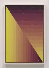 Execution Changes #49 (DS, Q1, LRJ, DC, Q2, LRJ, LC) by Julian Hoeber, 2012, acrylic on panel, in artist's wooden frame, offered Feb 2016