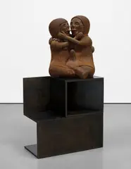 A Very Touching Moment (Pitching a Tent) by Nathan Mabry, 2006, steel, coral, silver, turquoise, sold Feb 2016