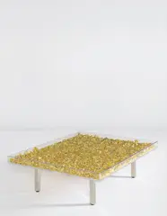 Yves Klein, Table Or, designed 1963, 22-karat gold leaf, acrylic, glass, steel, wood