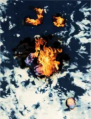 Korakrit Arunanondchai, History Painting, 2013, denim, inkjet, canvas