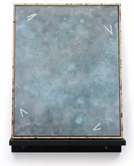Dashiell Manley, Partial Abstraction I, 2013, gouache, polymer medium, lighting gels, ink, canvas, wood and glass