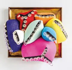 New Wave by Joana Vasconcelos, 2015, handmade woolen crochet, ornaments, LEDs, power supply unit, gilt wooden frame, polyester, offered Apr 2016