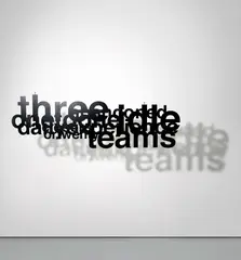 Liam Gillick, Three Teams..., 2004, water-cut aluminium, powder coated glass