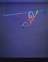 Untitled by Anselm Reyle, 2005, neon tubes, power cable, metal chains, transformer, sold Apr 2016