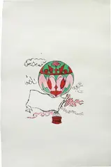 Hot Air Balloon by Andy Warhol, c. 1955, ink and watercolour on vellum, sold Apr 2016