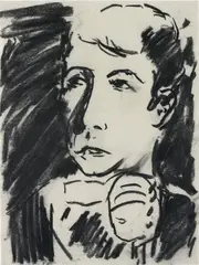 Dustin Hoffman by Paulina Olowska, 2005, charcoal on paper, offered Apr 2016
