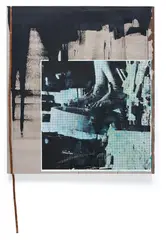 Michael Wilkinson, Le Renversement (Noir), 2012, blackboard paint on linen mounted on board with beeswax, copper tape, oil and verdigirs on digital print