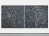 Aaron Young, Untitled, 2008, acrylic and burnt rubber on aluminium
