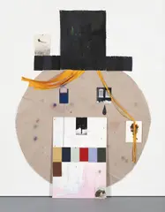 Untitled by Friedrich Kunath, 2007, leather, crayon, watercolour, paper, fabric and push pins on canvas, offered Apr 2016