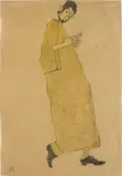 Egon Schiele, Manliche Figur nach rechts (Selbstporträt) Male Figure Facing Right (Self Portrait)