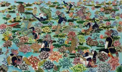 Raqib Shaw, The Mild-Eyed Melancholy of The Lotus Eaters II, 2009, acrylic, enamel, rhinestone and glitter on paper laid on board