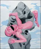 Yue Minjun, Untitled (Magritte Stone), 2006, oil on canvas
