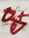 Antoni Tàpies, A Vincent van Gogh, 1989-1990, red lacquer and pencil on vellum