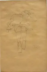 Liegendes Kind (Reclining Child) by Egon Schiele, Drawn in 1910 (incorrectly dated 1908 according to Jane Kallir), pencil on paper, offered Jun 2016