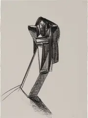 Angular Head Sculpture with Turning Smile by George Condo, 2005, conté crayon on paper, sold Jun 2016