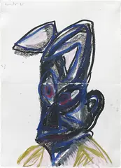 Untitled by George Condo, 1985, pastel on paper, sold Jun 2016