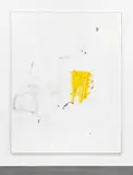 David Ostrowski, F (Gee Vaucher), 2013, oil, laquer and cardboard on canvas, wood