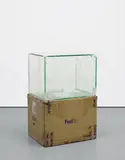 Walead Beshty, FedEx Large Kraft Box 2004 FEDEX 155143, #875468976062, 2011, laminated mirropane, FedEx shipping box, silicone, metal, tape, accrued FedEx labels