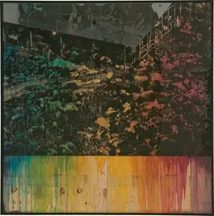 Matthew Day Jackson, Community Hall (Aerial View), 2008, plywood, screenprinted enamel, aniline dye, poly finish, Plexiglas mirror
