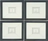 Pablo Bronstein, 4 Facades, 2006, ink on paper in artist's frames, in four parts