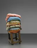 Berlinde De Bruyckere, Untitled, 1992, wooden stool and blankets