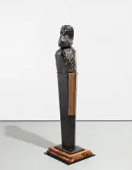 Daniel Silver, Untitled, 2010, waxed steel, zebra wood, wool and marble