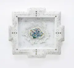 Ashley Bickerton, ANWWLB 2, 2011, acrylic, digital print, insect pins on paper
